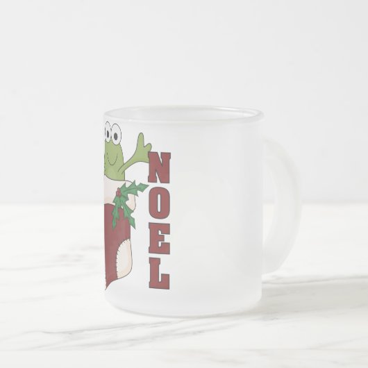 フロッグノエルホリデーTシャツとギフト フロストグラスマグカップ (正面右)