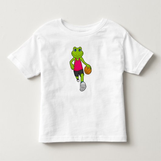 フロッグバスケットボール選手バスケットボール トドラーTシャツ (正面)