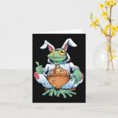 フロッグバニーイヤーイースターエッグ狩り春メンズウォーム カード (黄色い花)
