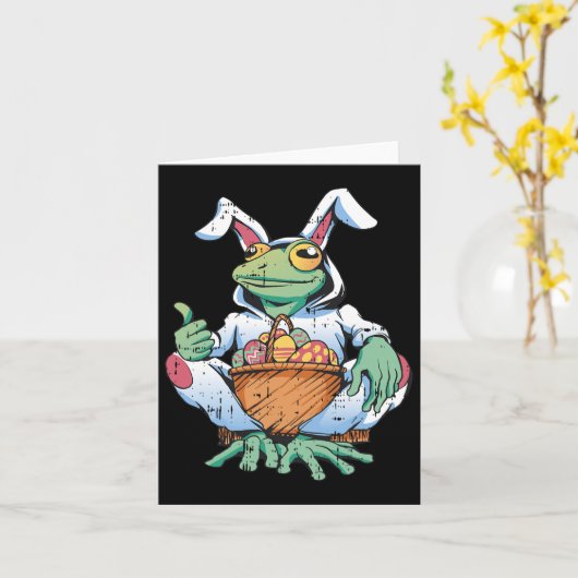 フロッグバニーイヤーイースターエッグ狩り春メンズウォーム カード (黄色い花)