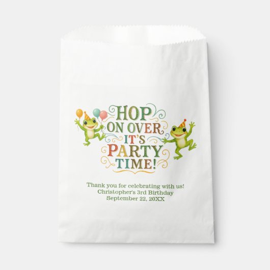 フロッグパーソナライズされた幼児キッズボーイガール誕生日 フェイバーバッグ (正面)