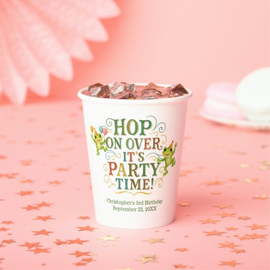 フロッグパーソナライズされた幼児キッズボーイガール誕生日 紙コップ (インサイチュ)