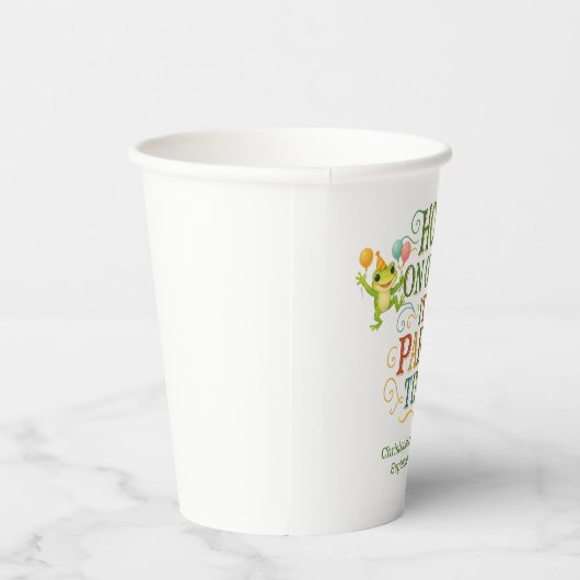 フロッグパーソナライズされた幼児キッズボーイガール誕生日 紙コップ (右)