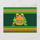 フロッグファンキーオレンジグリーンストライプのノベルティギフト ポストカード (正面)