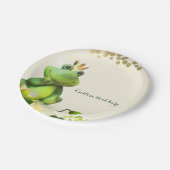 フロッグプリンスグリーン&金ゴールドベビーシャワーカスタムパーティー ペーパープレート (アングル)