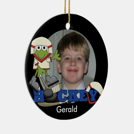 フロッグホッケーフォトオーナメント セラミックオーナメント (右)