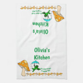 フロッグマッシュルームかすり濡れキッチンハンドタオル キッチンタオル (縦)