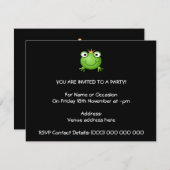 フロッグ王子。王冠を持った笑顔のカエル。 招待状 (正面/裏面)