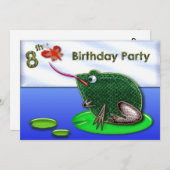 フロッグ&バグインポンド8誕生日 招待状 (正面/裏面)