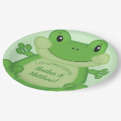 フロッグ・ベビー・シャワー・グリーン ペーパープレート (アングル)