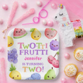 フロッティ二枚!ガールピンクかわいこちゃんフルーツ2nd誕生日 ペーパープレート (パーティー)