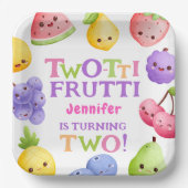 フロッティ二枚!ガールピンクかわいこちゃんフルーツ2nd誕生日 ペーパープレート (正面)