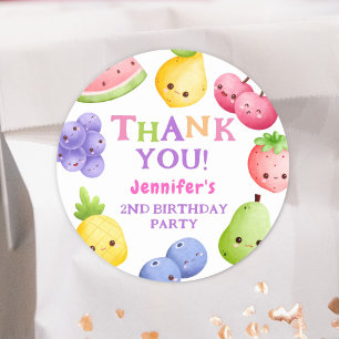 フロッティ二枚！ガールピンクかわいこちゃんフルーツ2nd誕生日 ラウンドシール