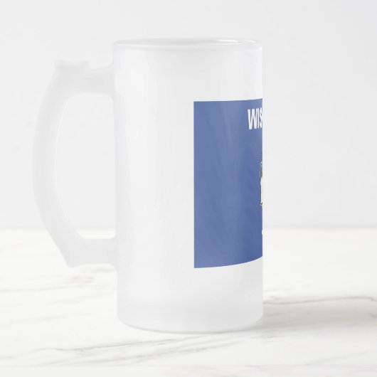 フロッテガラスのマグカップとウィスコンシンの旗州 フロストグラスビールジョッキ (左)