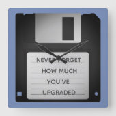 フロッピッやる気を起こさせるプディスクアップグレード引用文 スクエア壁時計 (正面)