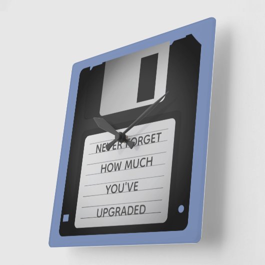 フロッピッやる気を起こさせるプディスクアップグレード引用文 スクエア壁時計 (傾斜)