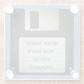 フロッピーやる気を起こさせるディスクのアップグレード引用文 ガラスコースター (裏面)