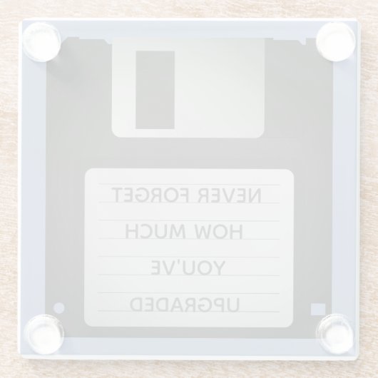 フロッピーやる気を起こさせるディスクのアップグレード引用文 ガラスコースター (裏面)