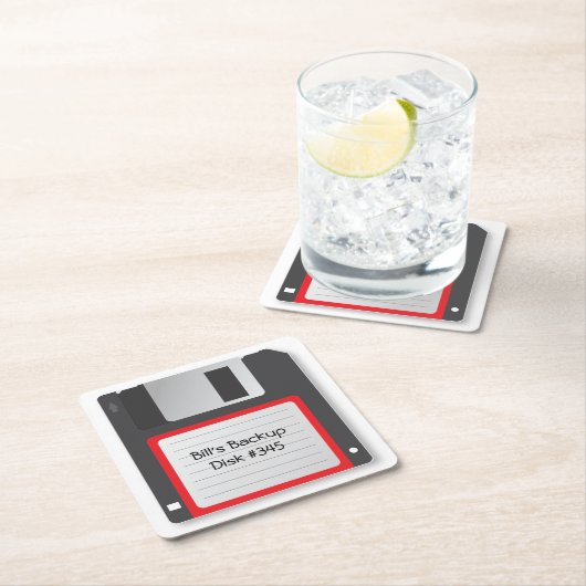 フロッピーコンピュータディスク1.4kb旧学校用コースター スクエアペーパーコースター (インサイチュ)