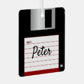 フロッピーディスクレトロコンピュータメタリックスクエアオーナメント メタルオーナメント (正面右)