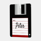 フロッピーディスクレトロコンピュータメタリックスクエアオーナメント メタルオーナメント (正面左)