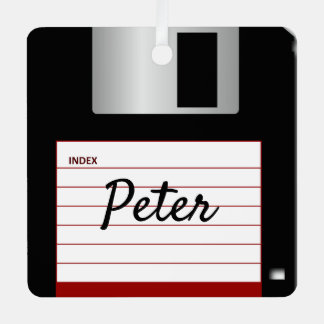 フロッピーディスクレトロコンピュータメタリックスクエアオーナメント メタルオーナメント