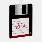 フロッピーディスクレトロコンピュータメタリックスクエアオーナメント メタルオーナメント (正面右)