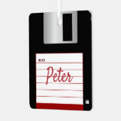 フロッピーディスクレトロコンピュータメタリックスクエアオーナメント メタルオーナメント (正面左)