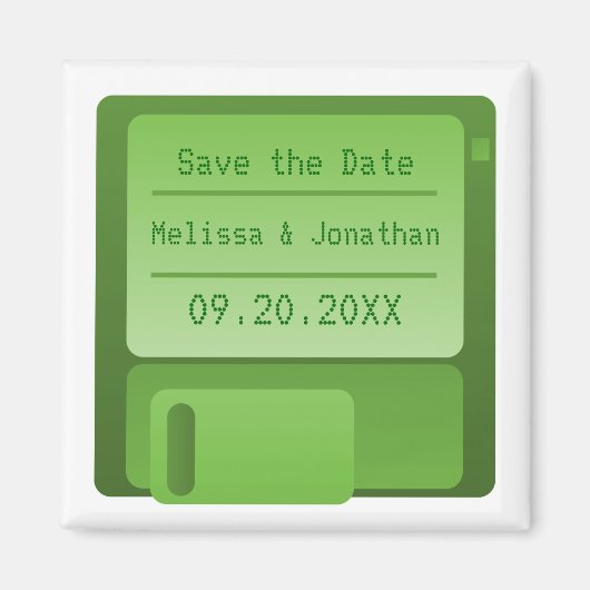 フロッピーディスク日付磁石を緑で保存 マグネット (正面)