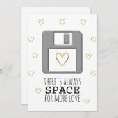 フロッピーディスク金ゴールドハートバレンタインデーのコンピュータ シーズンカード (正面/裏面)