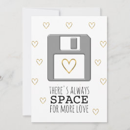 フロッピーディスク金ゴールドハートバレンタインデーのコンピュータ シーズンカード