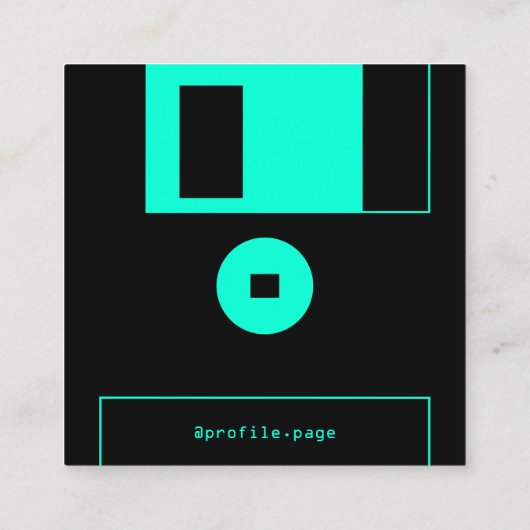 フロッピーディスク(黒)、レトロスタイル  スクエア名刺 (裏面)