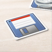 フロッピー・ディスクアイコン スクエアペーパーコースター (アングル)