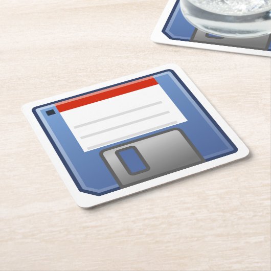 フロッピー・ディスクアイコン スクエアペーパーコースター (アングル)