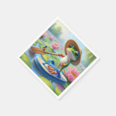 フロップに浮かぶカエル スタンダードカクテルナプキン (角)