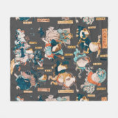 フロッ日本のグ浮世絵 フリースブランケット (正面(横))