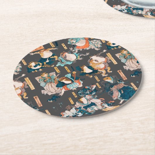 フロッ日本のグ浮世絵 ラウンドペーパーコースター (アングル)