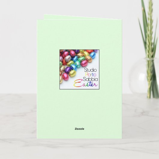 フロヘオスターンドイツのイースターの水の色カップケーキ シーズンカード (裏面)