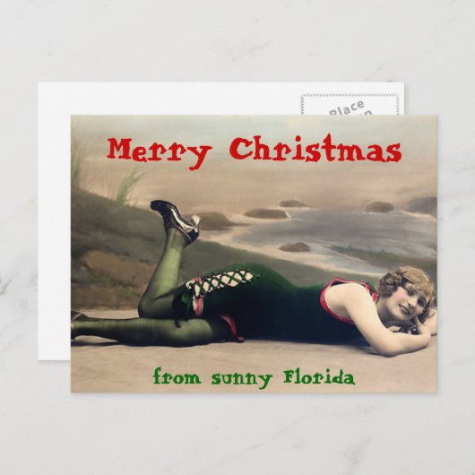 フロリおもしろいダの水着クリスマス シーズンポストカード (正面/裏面)