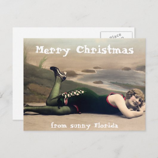 フロリおもしろいダの水着クリスマス シーズンポストカード (正面/裏面)