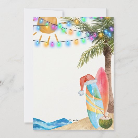 フロリおもしろいダサンディビーチサーフボードクリスマス シーズンカード (裏面)