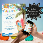 フロリおもしろいダサンディビーチサーフボードクリスマス シーズンカード