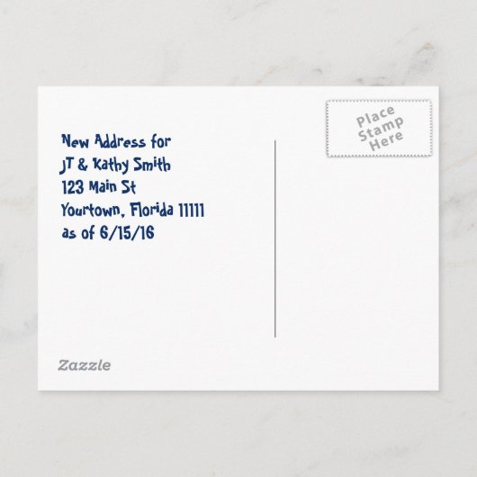 フロリおもしろいダトレーラーへの住所の変更の移動 案内ポストカード (裏面)