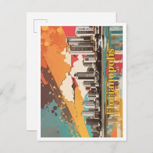 フロリアノポリスブラジポップ・アートのルアートトラベルイラストレーション ポストカード (正面/裏面)