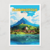 フロリアノポリスブラジルヴィンテージ旅行イラストレーション ポストカード (正面)