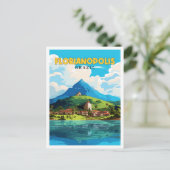 フロリアノポリスブラジルヴィンテージ旅行イラストレーション ポストカード (スタンド正面)
