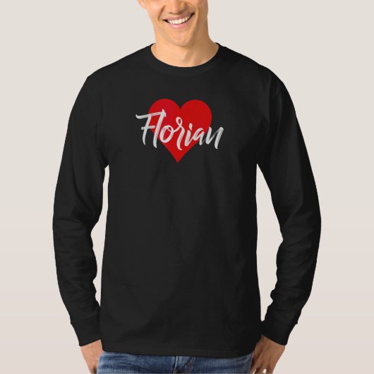 フロリアンという名前に恋してる ハート Tシャツ (正面)