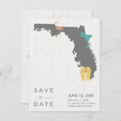フロリカジュアルダビーチ結婚式日付の保存 案内ポストカード (正面/裏面)
