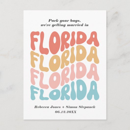 フロリカラフルダカジュアルウエディングの日付の保存 案内ポストカード (正面)