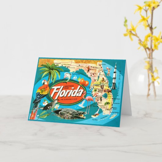 フロリクラシックダからの世紀中頃の挨拶 カード (黄色い花)